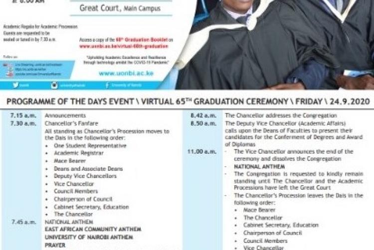 65th Graduation Ceremony - Friday, September 24, 2021 virtually.