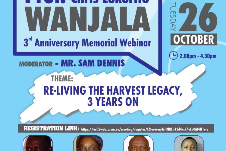 Invitation to Prof. Wanjala Memorial webinar - 'Reliving the Harvest Legacy 3 years on'