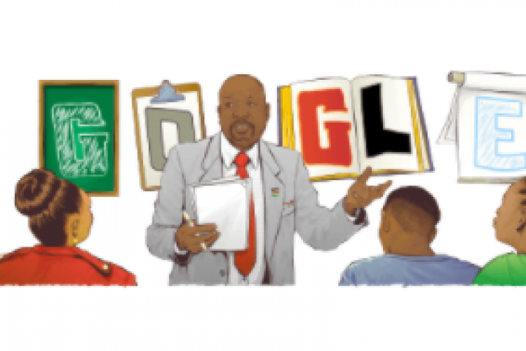 Prof. Okoth Okombo Google Doodle on the Google Kenya homepage.